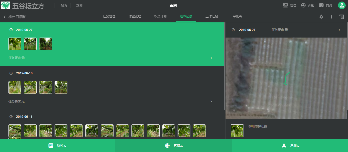 柳州百朋鎮葡萄園的定位巡園、農事記錄 柳州百朋鎮葡萄園的定位巡園、農事記錄